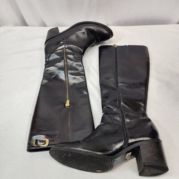 Marruecos Women's 5 Black Leather Knee-High Riding Boots Columbian - Picture 8 of 13